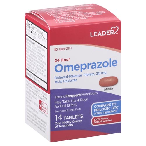 Image for Leader Omeprazole, 24 Hour, 20 mg, Delayed-Release Tablets,14ea from Jodi's Family Pharmacy